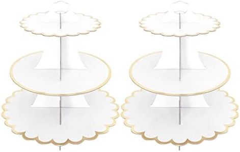 2 PACK Cardboard Cake Stand, 3 Tier Paper Dessert Round Cupcake Holder Tower Disposable Pastry Stand for Birthday, Afternoon Tea,Wedding Party Anniversary Christening Fruit Desserts Display