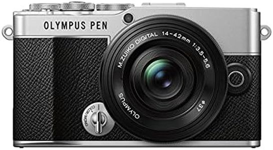 Olympus Pen E-P7 Camera Kit, 20MP Sensor, Tilting HD LCD Screen, 4K Video, Wi-Fi, Colour and Monochrome Profile Control, Silver, Includes M.Zuiko Digital ED 14-42mm EZ, Black