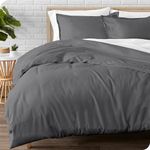 Bare Home Flannel Duvet Cover and Sham Set - Full/Queen - 100% Cotton, Velvety Soft Heavyweight, Double Brushed Flannel (Full/Queen, Grey)