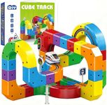 Clickrail Electric Train Set, Track Fusion Toy, Magic Rail Cube Train Set, with Gravity-Defying Motorized Train, 3D Embedded Layouts Train Track Set, DIY Cube Track, for Kids (81PCS)