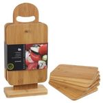 6 Piece Multi Purpose Bamboo Chopping Board Set with Display Stand