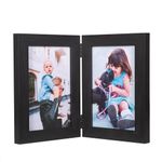 Black Double Photo Picture Frame 6 x 4, Holds 2 Standard Photographs, Freestanding, Twin Hinged 6x4 10 x 15 cm Picture Frames，Glass Front Stand Vertical on Desktop