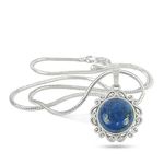 Reiki Crystal Products Lapis Lazuli Pendant, Natural Crystal Stone Pendant/Locket with Metal Chain for Reiki Healing and Crystal Healing Gemstone Size 25 mm Approx (Color : Blue)