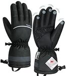 Winter Thermal Gloves for Men Women - Coldproof & Waterproof Touch Screen Gloves Ski Gloves Non-Slip Windproof Extended Cuff Wicking Lining for Cycling Snowboard Running Snowmobile Hiking,Black,M