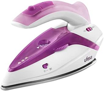 Ufesa PV0500 Fer à Repasser Vapeur de Voyage, 1100W, Débit de Vapeur 0-15g/min, Fonction Pressing 75g, Bivoltage 115/230V, Semelle Inox, Poingée Pliable