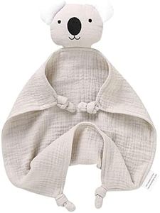 LAWKUL Baby Lovey Organic Cotton Muslin Security Blanket Soft Loveys Breathable Lovie for Babies Boy Girls Unisex Koala Beige