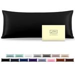 Silk Body Pillowcase Mulberry Silk Pillowcase Body Pillow Cases with Zipper Soft Breathable Smooth Cooling 20x54 inches Body Pillow Pillowcase for Sleep (Black, 20"X 54", 1Pcs)