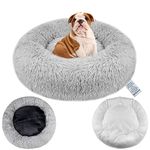 Moistu Calming Dog Bed with Removable Cover: Washable Donut Anti Anxiety Dog Beds - Soft Round Cuddler Cat Bed - Fluffy Plush Comfy Warm Puppy Pet Bed with Zip