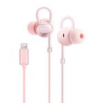 PALOVUE Lightning Headphones Earbuds Earphones with Microphone Controller MFi Certified Noise Isolation Compatible iPhone 14 13 12 11 Pro Max iPhone X/XS Max/XR iPhone 8/P /7/P NeoFlowColor (Pink)