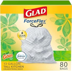 Glad Tall Kitchen Drawstring Trash Bags - OdorShield 13 Gallon White Trash Bag, Gain Original with Febreze Freshness - 80 Count