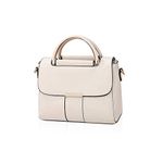 NICOLE & DORIS Top Handle Bag of Women Crossbody Bag Handbag with Arched Handle Small Square Bag PU Leather Shoulder Bag Cross Body Purse for Teens Girls Creamy-White