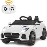 COSTWAY Electric Kids Ride On Car, 12V Licensed Jaguar F-Type SVR Battery Powered Toy Vehicle with Remote Control, Lights, MP3, Music, Gift for 3+ Years Old Boys Girls (White)