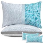 MetersGod Standard Pillows for Sleeping 2 Pack, Adjustable Loft Bed Pillows Cooling Shredded Memory Foam Pillow for Side Back Stomach Sleepers with Ice Silk Bamboo Pillowcase & Extra Fill (20"x 26")