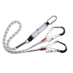 Portwest Double Kernmantle Lanyard With Shock Absorber, Size: One Size, Colour: White, FP55WHR