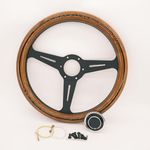 DIPMOTOR 350MM Steering Wheel 13.8 inch Wooden Material Nostalgia Style Reverse Disc with Horn Button Kit.