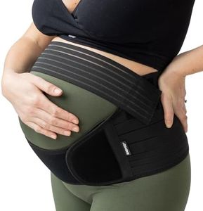BABYGO® 4 in 1 Pregnancy Support Belt Maternity & Postpartum Band - Relieve Back, Pelvic, Hip Pain, SPD & PGP >> inc 40 Page Pregnancy Book for Birth Preparation, Labour & Recovery M Black
