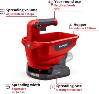 Einhell 18V Cordless Spreader – Adjustable Width for Fertilizer, Seed, Salt