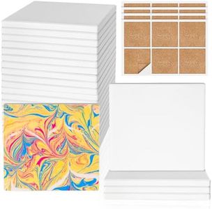 Ceramic Tiles for Crafts, GOH DODD 24 Pack Unglazed Blank Coasters White Tiles with 24 Cork Backing Pads for Alcohol Ink, Painting, Acrylic Pouring, DIY, Art Projects, Decorating, Square, 4 Inch