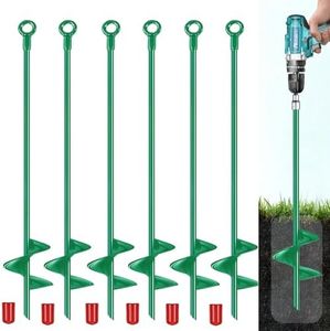 LIFEBED 18 inch Ground Anchors Srew in Heavy Duty, Earth Shed Anchor Kit, Trampoline Stake Hook for Dirt, Swing Sets, Playset, Tent, Canopy, Carport, Mobile Home Tie Down, 6 Pack