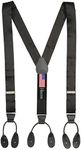 HOLD'EM 100% Silk Suspenders Men Y-Back Fancy Solid Button End-Black XL