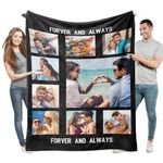 Couple Gift Ideas Custom Blankets with Photos Text Personalized Blanket Soft Flannel for Girlfriend Boyfriend Valentines Gifts Customized Birthday Anniversay Picture Gift for Her Him