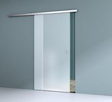 Durovin 900mm* 2050mm Internal Sliding Glass Door - Fully Frosted - Round Handle - with Track 6.7ft for Bathrooms Kitchens Living Room Bedroom