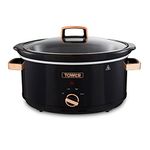 Tower T16019RG Infinity Slow Cooker with 3 Heat Settings & Keep Warm Function, 6.5L, 270W, Black and Rose Gold