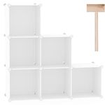 C&AHOME Cube Storage Organizer, 6-Cube Shelves Units, Closet Cabinet, DIY Plastic Modular Book Shelf, Ideal for Bedroom, Living Room, Office, 36.6" L x 12.4" W x 36.6" H Milky UPCS06M