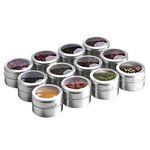 Aiyola Magnetic Spice Tins 12 Pcs,Stainless Steel Magnetic Spice Container Magnetic Spice Jars Easy to Clean and Rust Free includes 120 Labeling Stickers