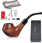 Joyoldelf Smoking Pipe, Wooden Tobacco Pipe with Gift Box, Creative Rosewood Tobacco Pipes for Smoking (no Need Tobacco Pipe Stand) with Pipe Scraper, 9mm Pipe Filter and Smoking Accessories