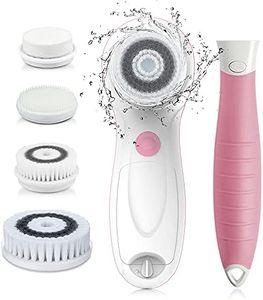 TOUCHBeauty Electric Shower Brush, Spa Massage Brush, Spin Shower Facial & Body Cleansing Brush Kit with Detachable Handle and 4 Brush Heads to Deep Clean Remove Exfoliating AG-07599PK