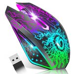 VersionTECH. Wireless Gaming Mouse Rechargeable Computer Mouse Mice Souris with Colorful LED Lights Silent Click 2.4G USB Nano Receiver 3 Level DPI for PC Gamer Laptop Desktop Chromebook Mac