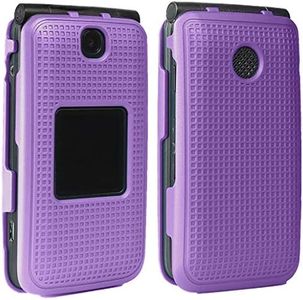 Nakedcellphone Case for Alcatel Go Flip V, [Purple] Protective Snap-On Cover [Grid Texture] for Alcatel Go Flip, MyFlip 4G, QuickFlip, AT&T Cingular Flip 2, (A405DL, 4051s, 4044, A405)