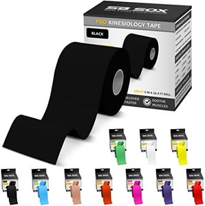 SB SOX Pro Synthetic Kinesiology Tape (Precut & Uncut Options) – Longer Lasting Performance Fabric Option to Our Original Cotton Kinesiology Tape - Also Latex Free, Water Resistant! (Black - Uncut)