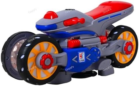 Goyal's Motor Bike Stunt & Spin Convertible Toy - Transforming Bicycle PlaySet for Kids, Rotating Spinning Four Wheel Toy with Sound & Light for Kids - Multicolor