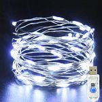 Etopgo USB Fairy Lights 5M/16Ft 50 LED Christmas Fairy LightsPlug in, 8 Lighting Modes Twinkle Fairy String Lights for Indoor, Outdoor, Bedroom,Party (Cool White)