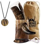 Viking Culture 400 ml. Viking Drinking Horn with Beer Opener, Stand, Viking Pendant and Vintage Burlap Bag, Natural Finished with Authentic Medieval Norse Style