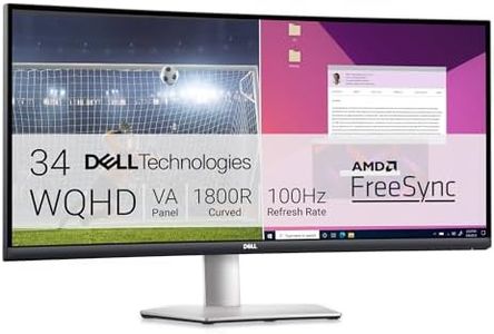 Dell S3423DWC Curved USB-C Monitor - 34-Inch WQHD (3440x1440) 100Hz 4Ms 21:9 Display, USB-C Connectivity, 2 x 5w Audio Output, 16.7 Million Colors, Height/Tilt Adjustable - Silver