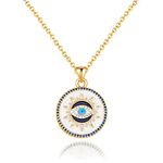 Smilebelle Evil Eye Necklace Gold 14K Protection Necklace with Zircons as Thanksgiving Gifts, Eye Necklace for Women Handmade Jewelry, Luck Amulet for Protection, Third Eye Necklace Birthday Gift for Her