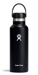 HYDRO FLASK - Water Bottle 532 ml (18 oz) - Vacuum Insulated Stainless Steel Water Bottle with Leak Proof Flex Cap and Powder Coat - BPA-Free - Standard Mouth - Black