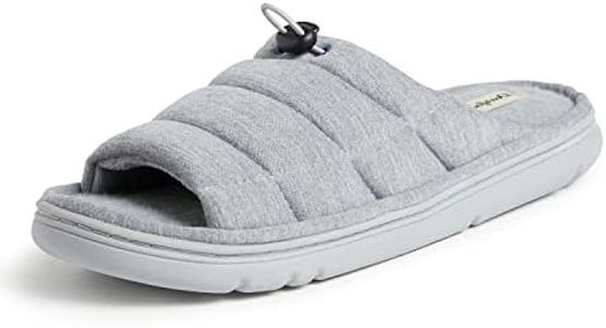 Dearfoams Men's Adrian Quilted Memory Foam Sweatshirt Slide Slipper, Light Heather Grey, Large UK