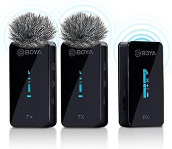 BOYA Wireless Lavalier Microphone System, by-XM6 2.4GHz Dual Lavalier Mic Lapel Microphone for iPhone/Android, DSLR Camera Microphone Real-time Audio Monitor Recording Vlog Transmitter 2 + Receiver 1