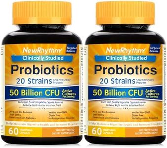 NewRhythm Probiotics 50 Billion CFU 20 Strains, 120 Veggie Capsules, Targeted Release Technology, Stomach Acid Resistant, No Need for Refrigeration, Non-GMO, Gluten Free