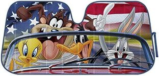 Looney Tunes Bugs Bunny Daffy Duck Taz & Tweety Bird, Official Licensed Front Windshield Sun Shade, Folding Auto Sunshade for Car Truck SUV -Blocks UV Rays Sun Visor Protector-Keeps Your Vehicle Cool