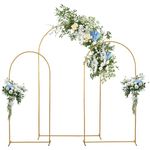 Metal Arch Backdrop Stand Set of 3, 6.6/5.9/4.9Ft Gold Wedding Arches Stand for Ceremony, Metal Balloon Arch Frame Stand Garden Arbor for Wedding Ceremony Anniversary Birthday Party Decoration