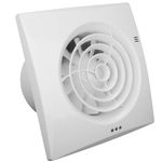 Fantronix ENVIRO White Bathroom Extractor Fan, Standard Operation with Light Switch. Wall or Ceiling Mountable, Fascia Size: 158x158x26mm, 99mm diameter vent