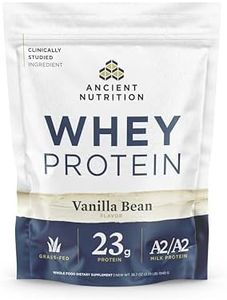 Ancient Nutrition Grass Fed Whey Protein, Vanilla Bean, 23g Protein, 35 Servings, Hydrolyzed Collagen Peptides, Organic Regenerative A2/A2 Milk Protein