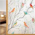 Elton 3D Window Films Privacy Film Self Adhesive Decorative Film for Bathroom Door Window Heat Control Anti UV (Birds) 40 x 150 Cms