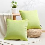 Phantoscope Pack of 2 Velvet Decorative Throw Decorative Pillow Cover Soft Solid Square Cushion Case for Couch Lime Green 20 x 20 inches 50 x 50 cm