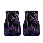 Biyejit Purple Floral Dragon 2 Piece Car Floor Mats Universal Fit Front Driver Passenger Seat for Car SUV Van and Truck Non Slip Rubber Backing